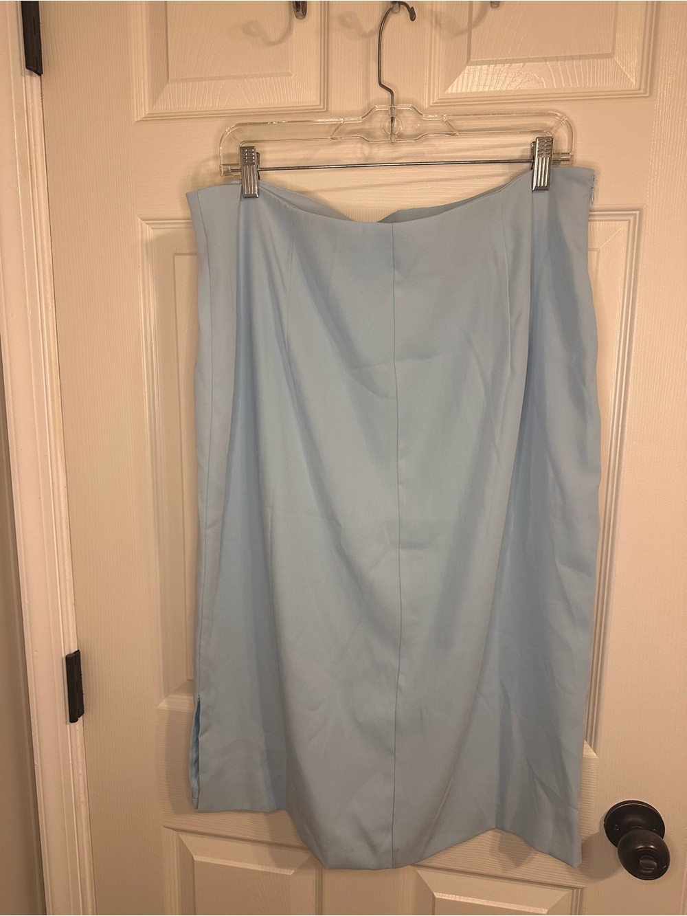 Women's Light Blue Midi Skirt - Sleek A-Line Styling